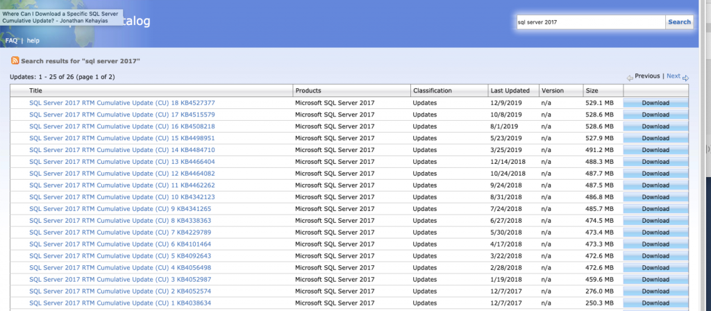 All SQL Server Updates Can be Found in the Microsoft Update Catalog.